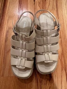 Madden Girl Cream Strappy Slingback Sandals galaxy platforms